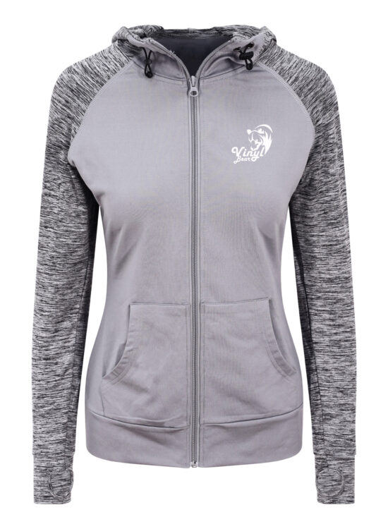 Contrast Zipped Hoodie Womens - Grey / Grey Melange, X Small 8