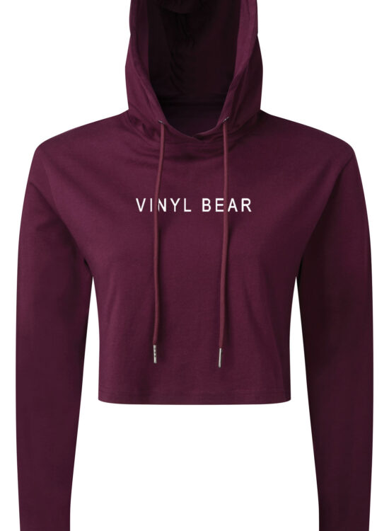 Cropped Hooded Long Sleeved Shirt - Mulberry
