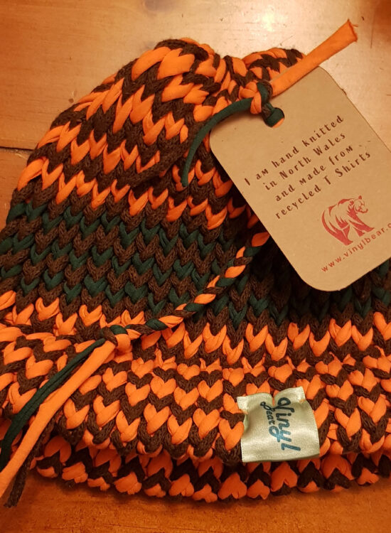 Brown and Orange T Shirt Beanie
