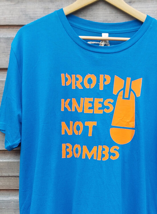 Drop Knees Not Bombs Blue Large Unisex Tee